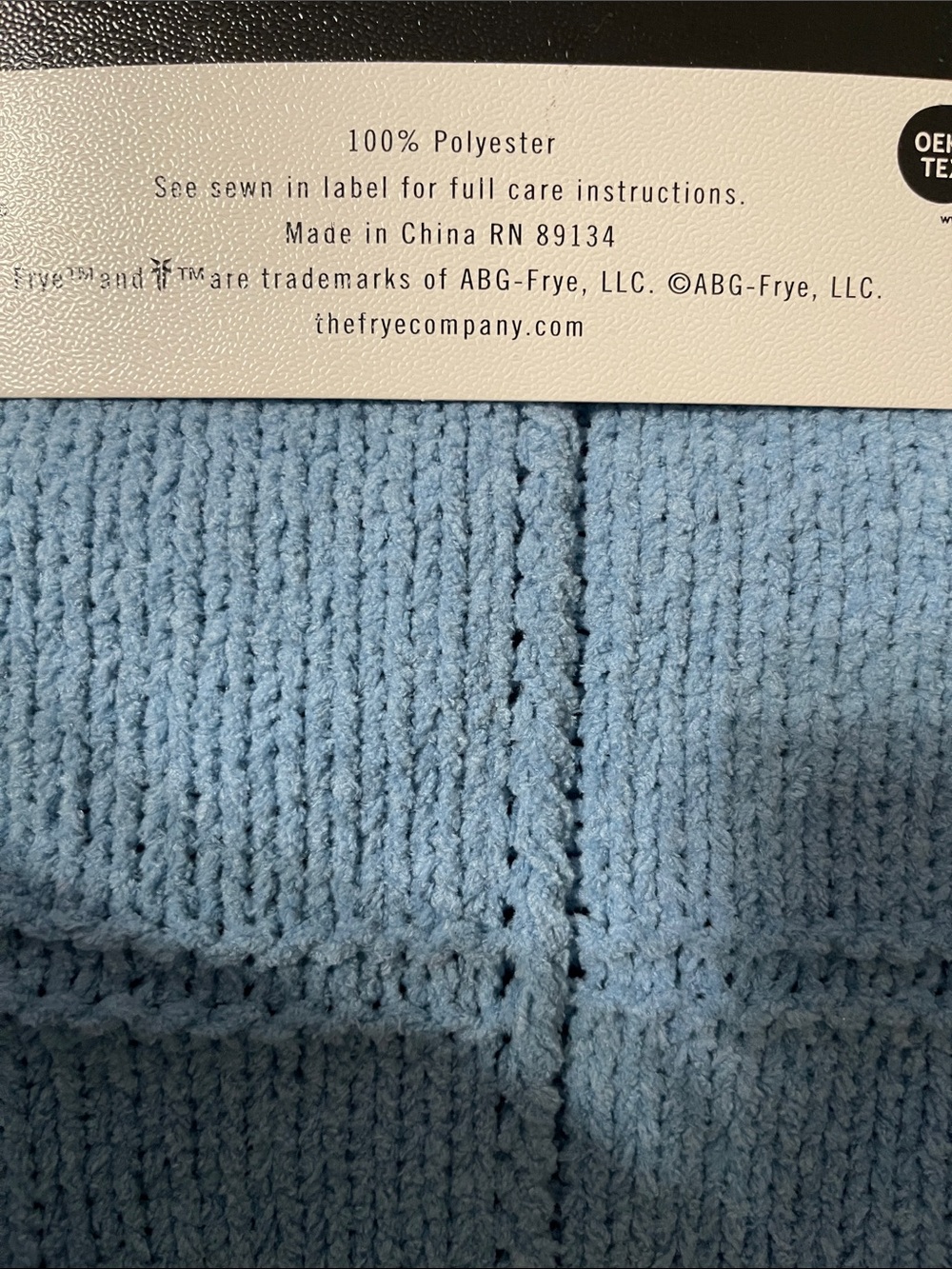 FRYE Light Blue Block Knit Throw Blanket - Picture 5 of 5